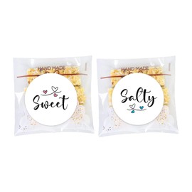 Sweet & Salty Delights Adhesive Stickers - 60Pcs Each for Wedding Favors, Desserts, and Savory Snacks