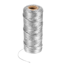 sourcing map 110Yard/328Feet 1.5mm Silver Twine String, Glitter Twine Ropes Gift Wrapping Cord Thread for DIY Crafting Packing Party Home Decoration