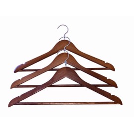 Proman Products Luxury Triad Kascade Wooden Hangers 50 Pack, Unique Triangle Ring Design, Space Saving Pants Clothes Hanger with Pants Bar and Shoulder Notches, Walnut