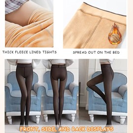 SHOWHEEL Thermal Tights for Women, Lined Tights, Fleece Translucent Tights, Winter Tights Women's Lined, Warming Fleece Leggings for Women, Suitable for 40-75 kg, black