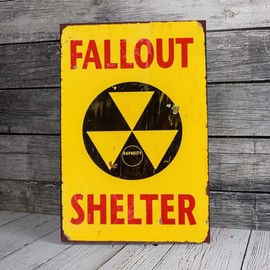 Fallout Shelter Vintage Look Reproduction Metal Tin Sign, Garage Decor Man Cave Sign 8x12 Inches