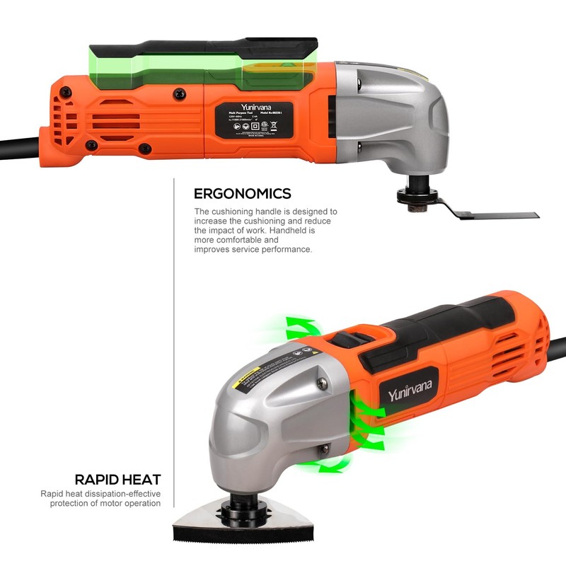 Yunirvana Oscillating Tool, 1.5A Oscillating Multi Tool with 3° Oscillation