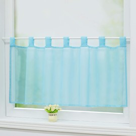 Joyswahl Eva Bistro Net Curtain, Plain Colour, Voile Transparent Curtains, Pack of 1, 45 x 90 cm, Blue