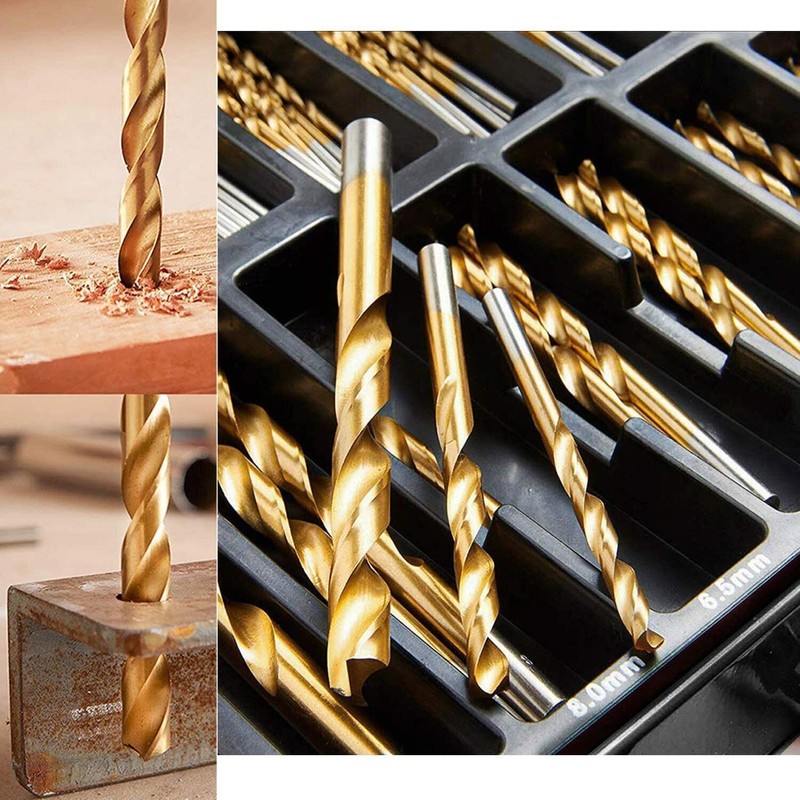 Metal Twist Drill Bit Set, Titanium Coated 4241 HSS 135°
