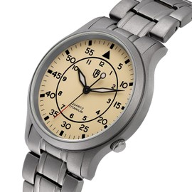 BERNY Men's Titanium Watch Japanese Sweep Second Quartz Movement Titanium Analog Quartz Watch T2566M Waterproof