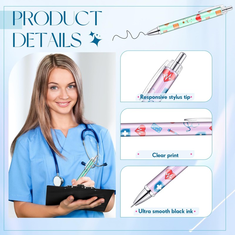 Clabby 24 Pcs Nurse Pens Retractable Nurse Ballpoint Pen Lovely