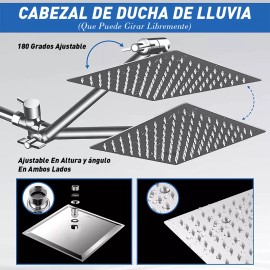 Stanew Regadera de ducha Stanew Aqua 1031-2 cuadrada color plateado cromada