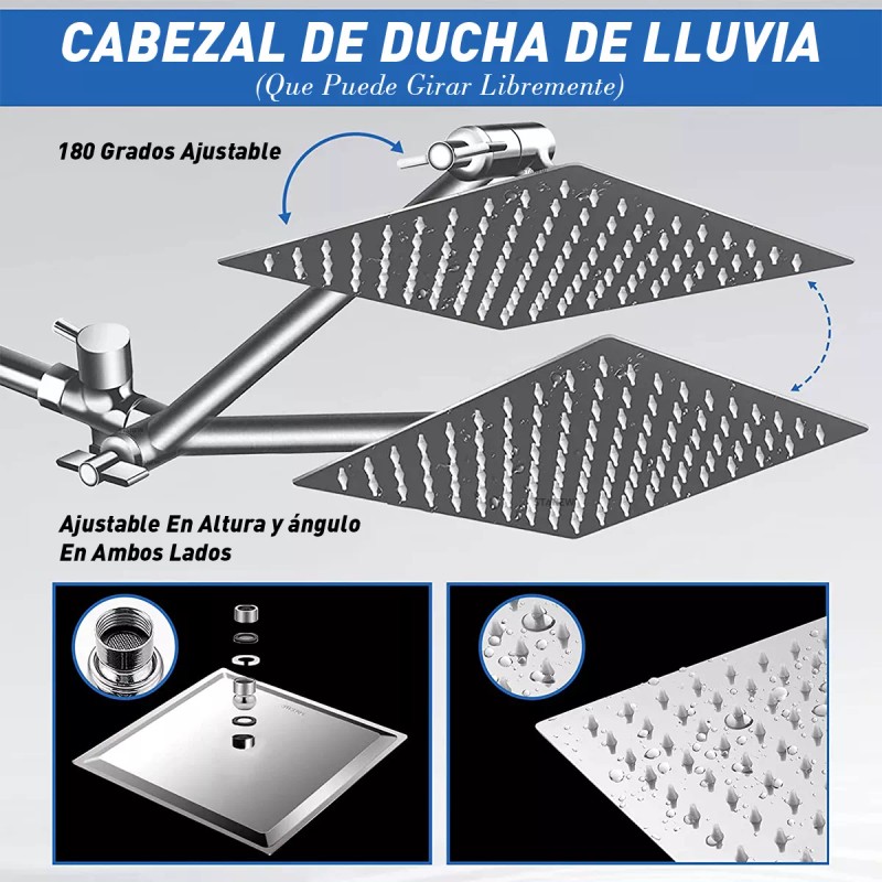 Stanew Regadera de ducha Stanew Aqua 1031-2 cuadrada color plateado