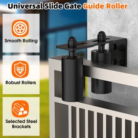MeBantoo Sliding Gate Guide Rollers & Hardware Kit – Heavy Duty 4" Adjustable Nylon Wheels, Rust-Proof L-Bracket for Sliding Gates, Wood, or Garage Doors (Black-1pc, 4in)