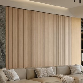 Peel and Stick PVC Slat Wall Panel 236"x15.75" Self-Adhesive Thick Faux Oak Wood Grain Wallpaper Panel 3D Soundproof Wall Panels for Walls & Ceilings