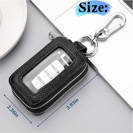 Fabselection Car Key case Holder Leather Pouch Zipper Purse Car Key Holder（Black）