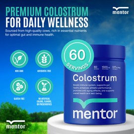 Mentor Colostrum Powder Supplement for Humans - Organic Bovine Colostrum Supplement for Gut Health, Hair Growth, Beauty, and Immune Support - Colostrum Protein