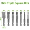 Bestgle 7 Pcs Triple Square Spline Bit Set, 1/4" Hex