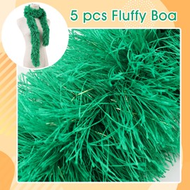 FeelfunFeather 5pcs Feather Boa - Green 5 Ft Artificial Fluffy Boas Bulk for Wedding Birthday Tea Party Christmas Costume Decor
