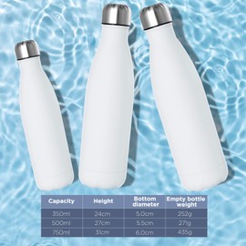 GeeRic Drinking Bottle 500 ml Stainless Steel Thermos Flasks Double-Walled Thermos Flask 500 ml Leak-Proof BPA-Free Rustproof Insulated Flask and Keeps Cold with Cup Brush, Cup Protection