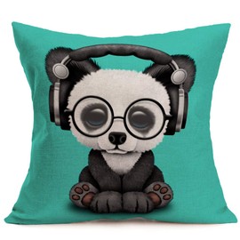 YANGYULU Pillow Covers Cute Baby Animals Kitten Cotton Linen Decorative Throw Pillow Cases Square Cushion Cover for Home Sofa 18" x 18" Cute Baby Panda