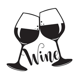 Wine Wine Glass Cheers Silhouette Vinyl Wall Design Wall Art Sticker Designs Vinyl Stickers for Home House Walls Rooms Windows Bedroom Decoration Size (12x12 inch)