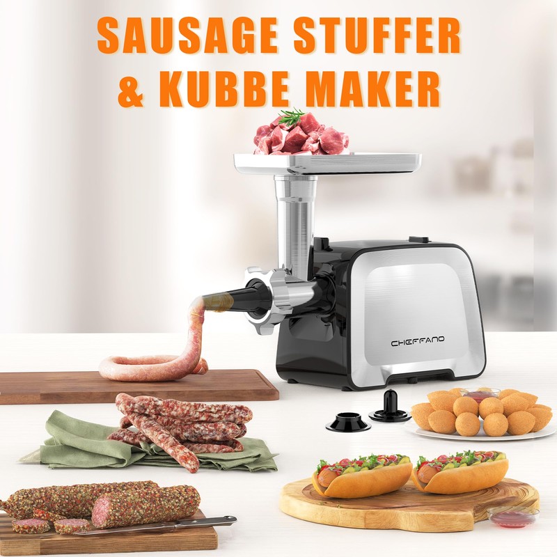 CHEFFANO Life Electric Meat Grinder, Stainless Steel Sausage Stuffer Maker