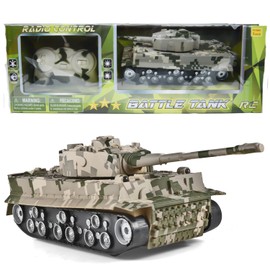 WonderfulGiftShop Remote Control Tank for Boys, RC Tank with Lights & Realistic Sounds, 11 Inch Military Army Battle Tank Toy for Kids