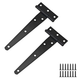 Ctyjia Pack of 2 Black T Hinges, 6 Inch (150 mm) Garden Gate Hinge, Iron T Hinge with Screws, Hinge for Garden Gates, Barn Doors, Shed Gates
