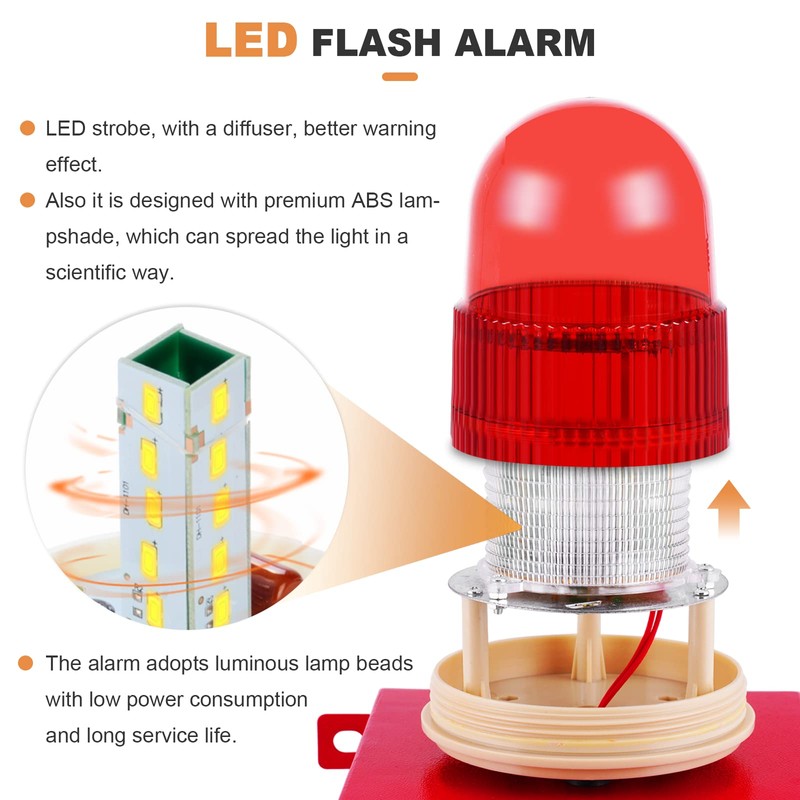 Saladulce 120dB Adjustable Loud Siren Alarm, Industrial Sound & Light