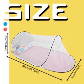 Pop Up Mosquito Net Bed, 200 x 80 x 56 cm, Foldable Mosquito Net, Foldable for Single Bed, for Bed, Travel, Outdoor Campin