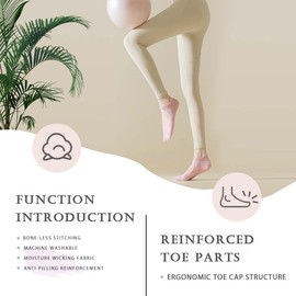 ZANZER (4 Pairs) Grip Socks for Women Pilates Socks with Grips Open Top Non Slip Grippy Socks for Yoga, Barre, Lagree, Pregnancy, Zumba (Standard, Beige, Green, Pink, Purple)