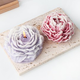 2 Pack Peony Candle Mold Half Open Flower Mold 3D Flower Resin Casting Mold Resin Making Molds Silicone Mold for Candle Home Decorate Mold Candle Making Mold 3D Animal Mold