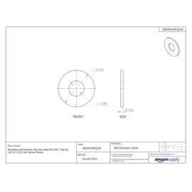 300 Stainless Steel Flat Washer, Plain Finish, Meets MS 15795, 1" Hole Size, 1.06" ID, 2" OD, 0.135" Nominal Thickness