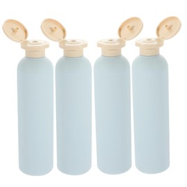 MERRYHAPY 4pcs Refillable Plastic Shampoo Bottles with Flip Lids 260ml Blue Lotion Cream Containers