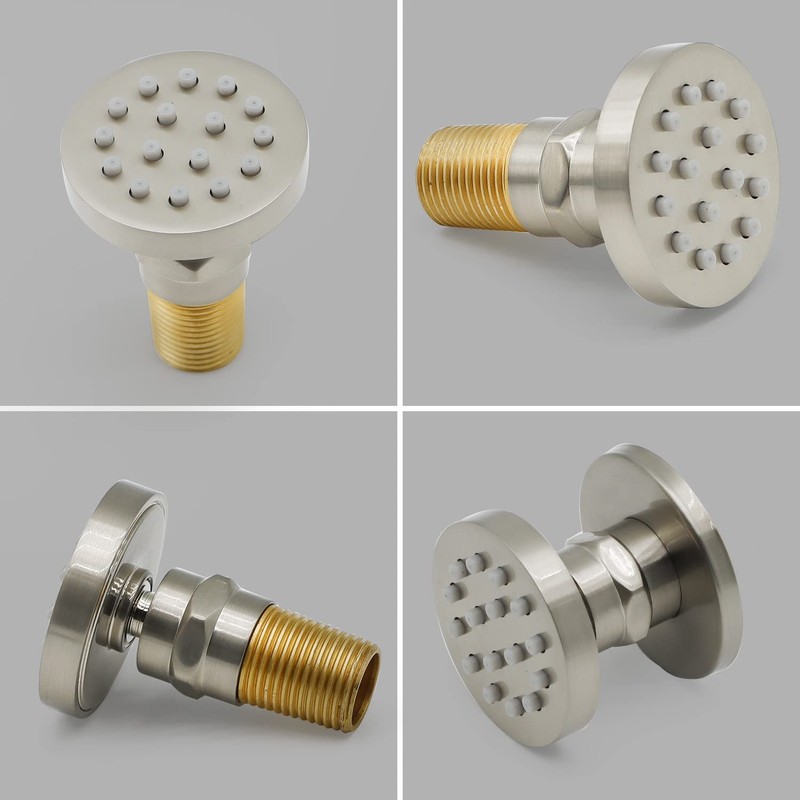 HOMEDEC 6pcs Round Brass Shower Body Spray Massage Jets Spa-like