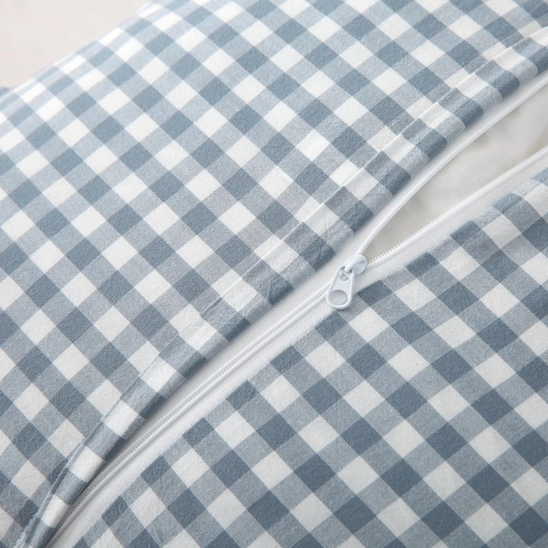Silnuo Light Blue Plaid Ruffle Throw Pillow Covers Set of