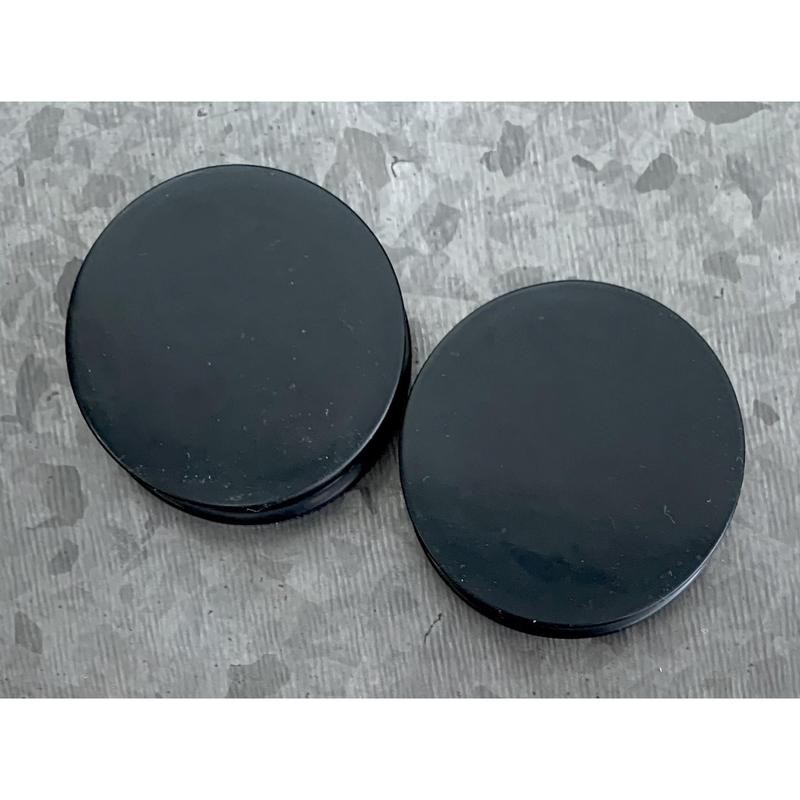 PAIR of Midnight Black Solid Silicone Double Flare Plugs -