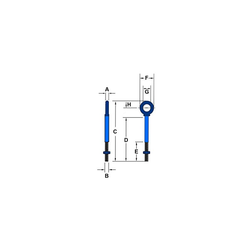 X4 3/8" X 4 1/2" Galvanised Longshank Eyebolts with Nut