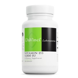 DAVINCI Labs Vitamin D3 5000 IU - Dietary Supplement to Support Healthy Teeth and Bones, Cardiovascular Function, and Immune Health* - with 5000 IU per Serving - Gluten-Free - 120 Capsules