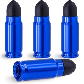 MEAJOO 4PCS Bullet Style Tire Valve Stem Caps, Plastic Tip Tire Valve Caps, Aluminum Alloy Dustproof Waterproof Valve Caps Cover fits Cars, Trucks, Bikes, Motorcycles and Bicycles(Blue)