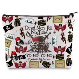 LEVLO Jack Sparrow Cosmetic Makeup Bag Angelica & Jack Fans Gift Dead Men Tell No Tales Jack Sparrow Toiletry Bag Pirate Lover Merchandise, Dead Men Bag, Tote Bag