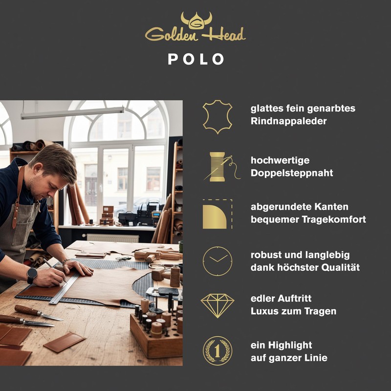 Golden Head Polo RFID Protect Billfold Coin Wallet with Zipped