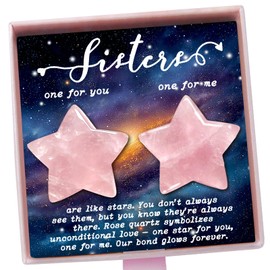 Nuyviare Graduation Gift for Her, Rose Quartz Star Crystal Set for Sisters or Best Friends, Pocket Hug Friendship Keepsake, Next Chapter Gifts for Bestie, Meaningful Birthday Gift (Stars)