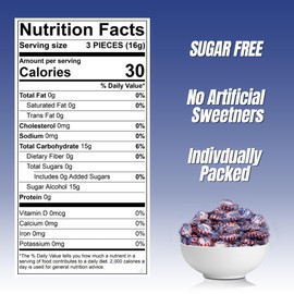Sugar Free Peppermint Hard Candy Individually Wrapped - 6 Pounds – Low-Calorie & Kosher - Great for Parties and Sharing - Gluten Free Mints Bulk