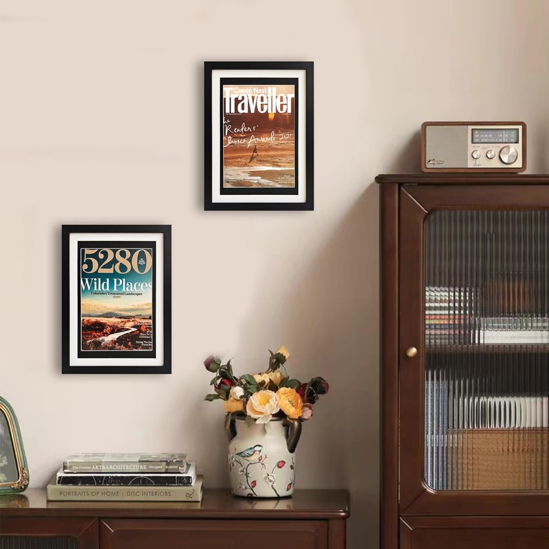 CHUNHUI Comic Book Display Case,Magazine Display Frame,Black Solid Wood HD