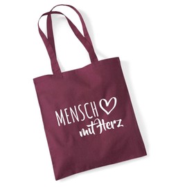 HUURAA Jute Bag Man with Heart Bag Cotton 10 Litres with Motif for the Greatest People Gift Idea for Friends and Family, burgundy