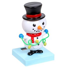 Christmas Solar-Powered Dancing Toys, Snowman, Elf, Reindeer, Santa Claus, Decorative Tabletop Dashboard Figurine (Snowman)