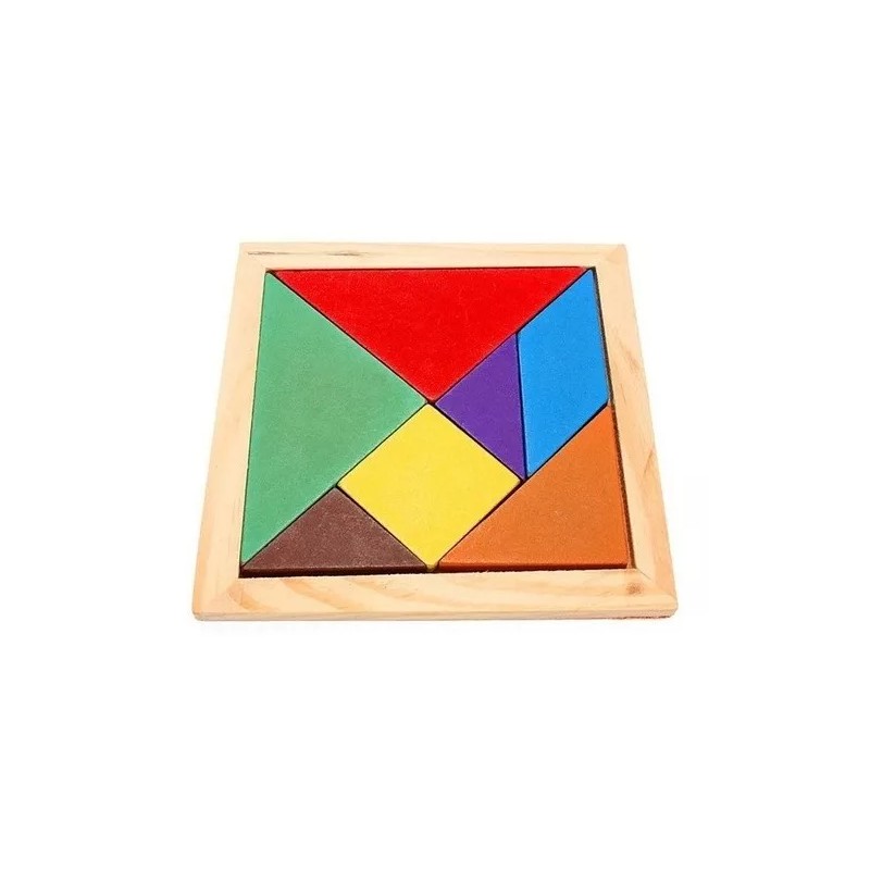 CASTILLO DIDÁCTICO 2 Tangram Rompecabezas De Madera 14pz 17x17cm. Didáctico