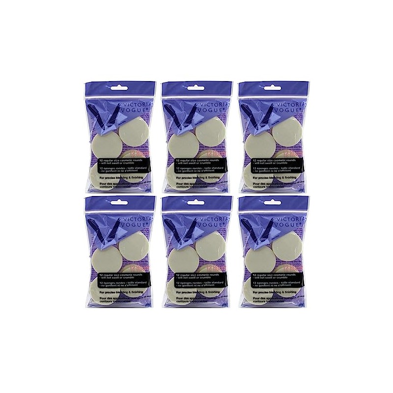Victoria Vogue #912 Cosmetic Rounds 12 Count Regular Size (Pack
