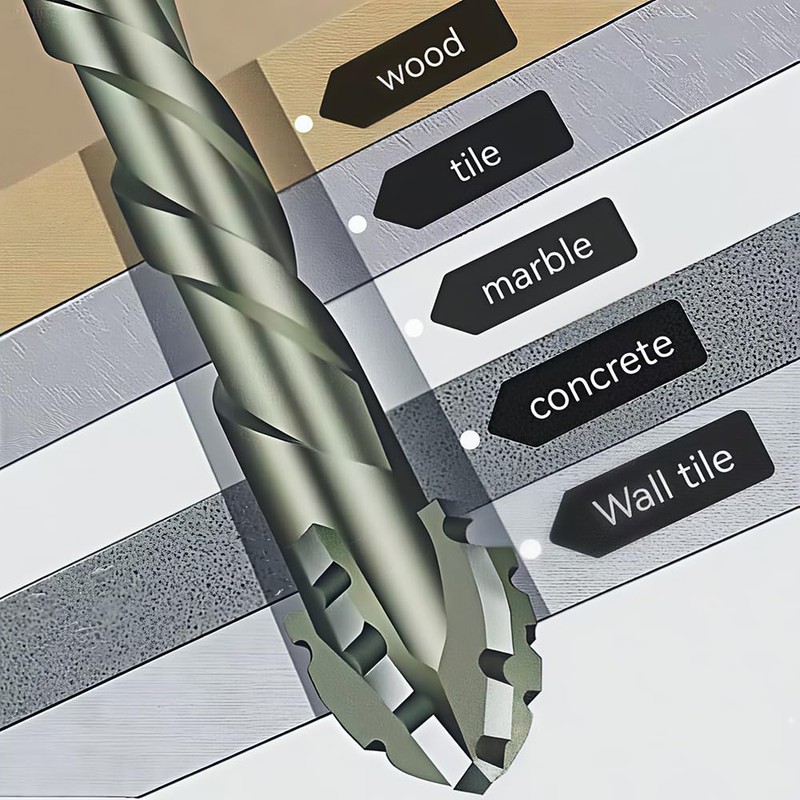 12pcs-New Four-Flute Sawtooth Eccentric Drill Bit, Multifunction Drill Bit Set,High