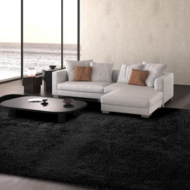 Fluffyrug Large Rugs for Living Room 10x14: Black Extra Large Area Rugs 10x14 Living Room - Big Area Rug (Black, 10x14 Feet)