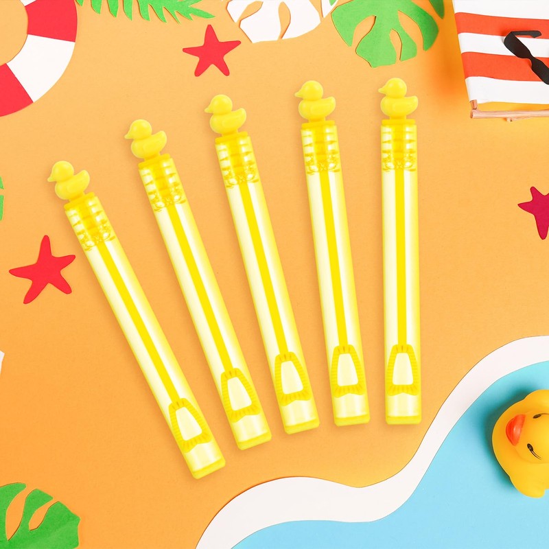 SULOLI 40 pcs Duck Bubble Wands, Yellow Duck Mini Bubble