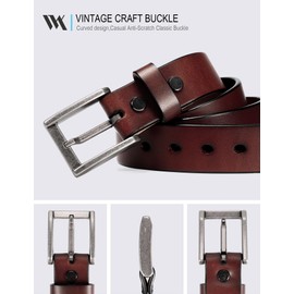 WOLFANT Thicken Heavy Duty Gun Belts for Men,100% Italian Full Grain Real Solid Durable Leather Work Belt (Brown, Waist 37"-38")