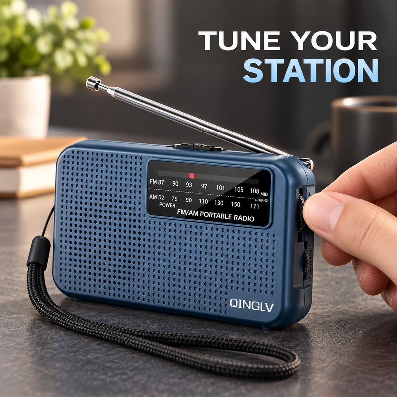Portable Pocket AM/FM Radio with Telescopic Antenna, 3.5mm Headphone Jack